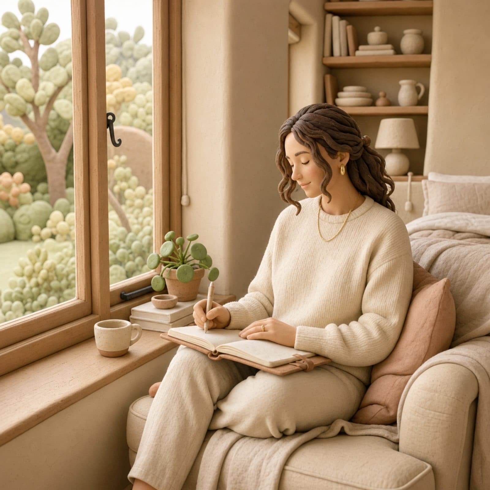 Person reading at home